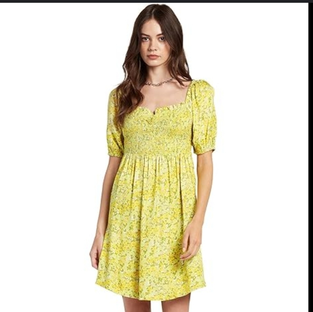 Volcom Yellow Floral Midi Dress
